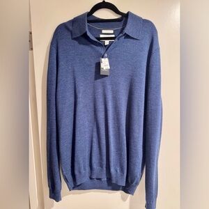 NWT Joseph Abboud Navy Merino Wool Polo Sweater